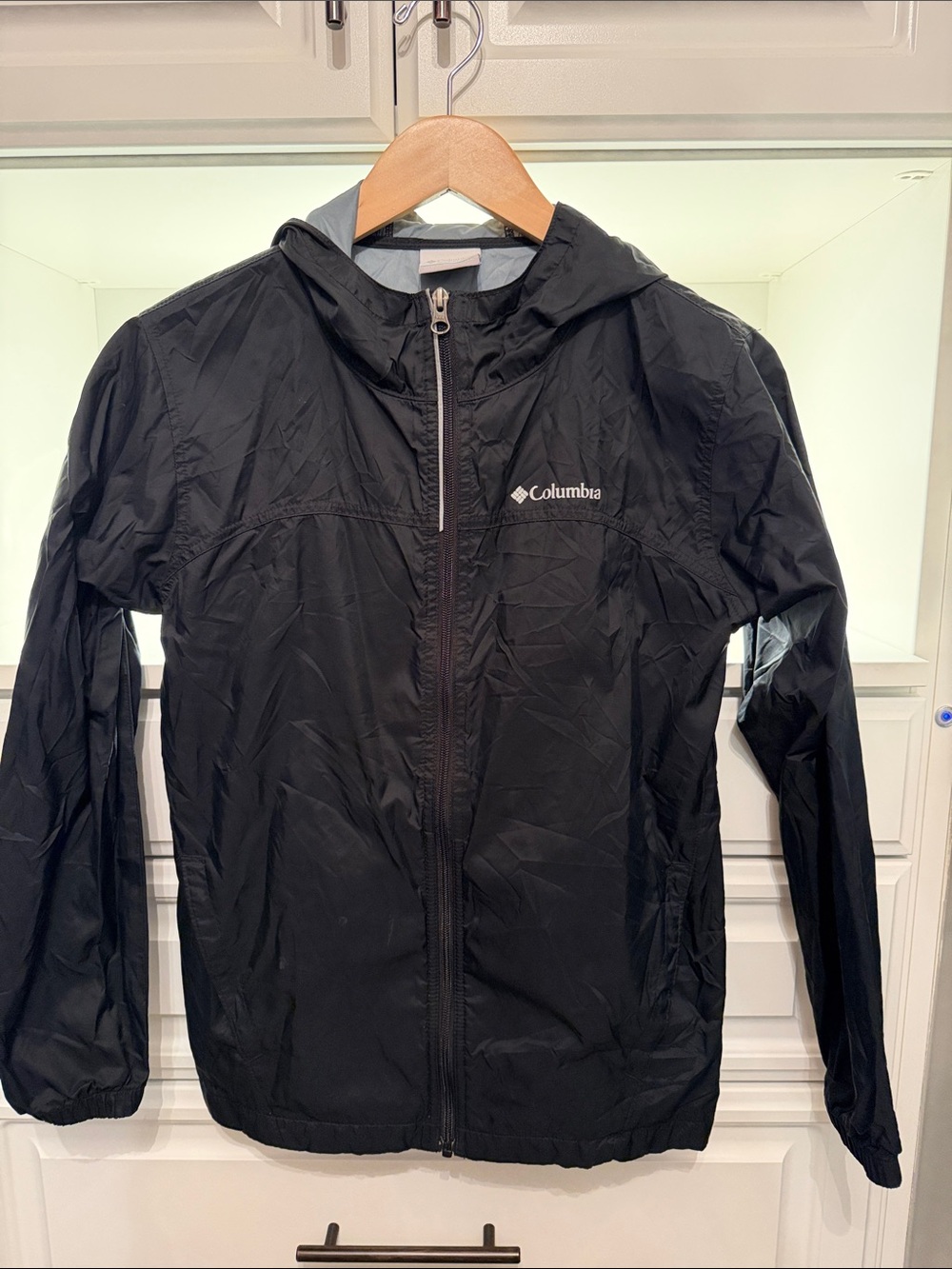 Columbia Black Boy's Hooded Rain Jacket